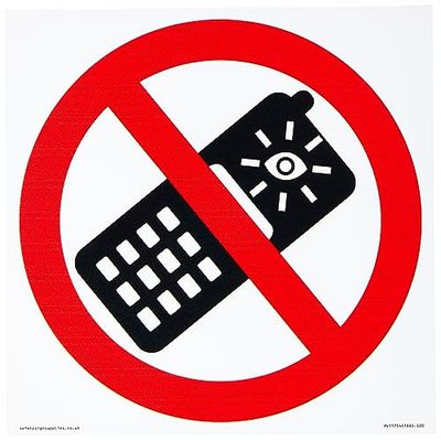 P910 Prohibition: No camera phones Sign - 200x200mm - S20