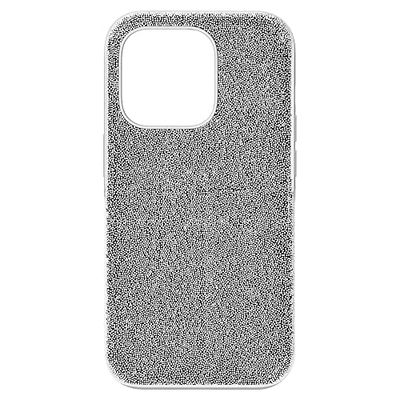 Swarovski High Custodia per Smartphone, con Superficie Ricoperta di CristalliSwarovski , Compatibile con iPhone 14 Pro Max, Tonalità Argento