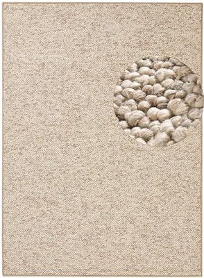 BT Carpet Wolly tapijt - woonkamertapijt plat geweven laagpolig wol-look wol Skandi-look eetkamer, woonkamer, kinderkamer, slaapkamer - crème, 100x140cm