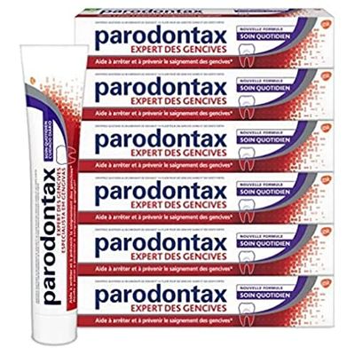 Parodontax Dentifrice Soin Quotidien, Action Anti-Tartre, Aide à Arrêter et Prévenir Le Saignement Des Gencives, Goût Amélioré, Lot de 6x75ml