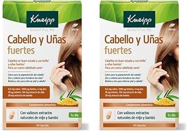 Kneipp Cabello y Uñas Fuertes, Complemento Alimenticio con Biotina, Selenio, Cobre, Zinc, Mijo y Bambú, Vitaminas para el Cabello, Multivitaminas Mujer, 30 Cápsulas (Paquete de 2)