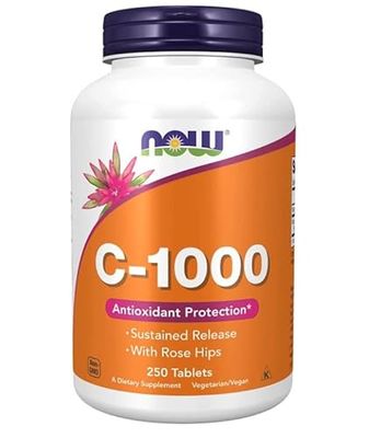 Now Foods Vitamin C-1000 with Rose HIPS - Long-Term Effect - 250 Tablets