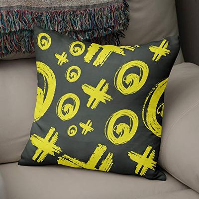 BonaMaison Fodera per Cuscino Giallo neon e fumo Cotone e Copricuscini Federa per Divano Casa Soggiorno Camera da Letto Decorazione Interni ed Esterni, Dimensioni: 50x50 - Prodotta in Turchia