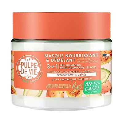 Pulpe de Vie - Masque Démêlant Certifié BIO Milky Dream 300ml - Anti-gaspi ! Amande - 99% Ingrédients Naturels - Chevelure Saine et Brillante