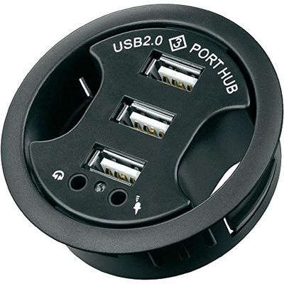 Goobay 93894 verdeler/hub voor 3-voudige montage USB 2.0 Hi-Speed + Audio