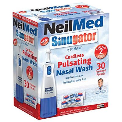 NeilMed Sinugator Cordless Pulsating Nasal Wash, 30 Count (Pack of 1)