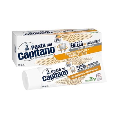 Pasta del Capitano, Dentifricio Zenzero con Antibatterico Bio, Garantisce la Protezione Completa dei Denti e Dona un Alito Sempre Fresco, 100% Made in Italy, Tubetto da 75 ml