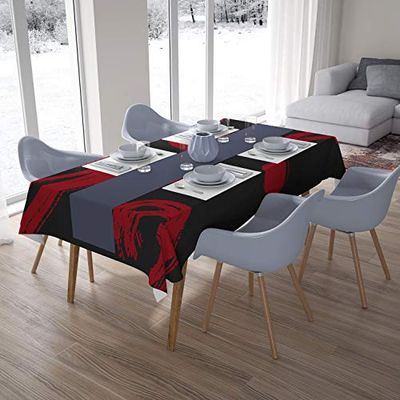 Bonamaison, Anti-moisissure, Séchage Rapide, Résistant aux Taches, Lavable en Machine, 100% Polyester Nappe de Table, Rouge Noir, 140 x 200 Cm - Conçu et Fabriqué en Turquie