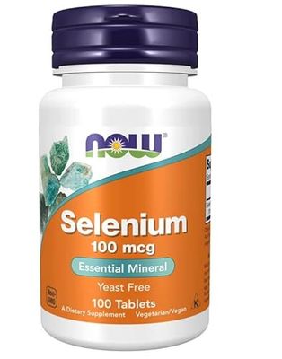 Now Foods, selenio (selenio), 100 mcg, sin levadura, 100 comprimidos veganos