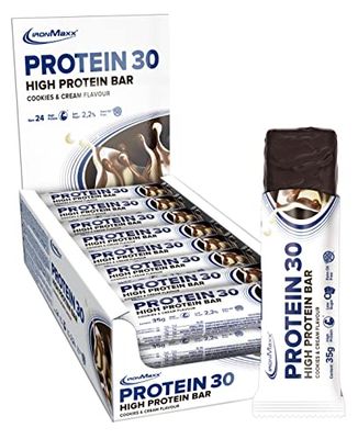 Protein 30 Protein Bars 35g Cookies and Cream 24 pcs – High Protein Snacks, Reduced Sugar, 30% Protein Content, Vitamin-Rich Low-carb Snack with a Delicate Cream Filling