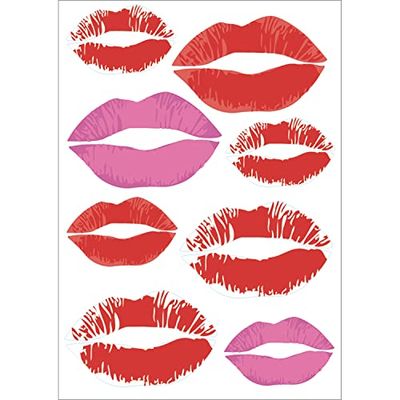 STICKER KISSES 1 Sheet A4, Vinyl Decal Sticker, Red and Pink, 29.7 x 21