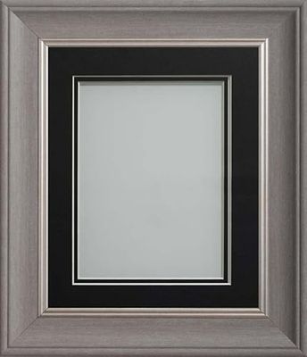 Frame Company Drummond Gunmetal Grey Photo Frame, Double Black Mount, 14x11 for 12x8 inch, fitted with perspex