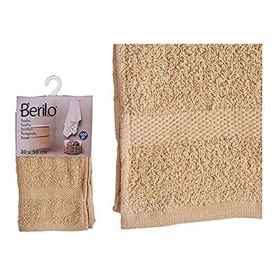 BigBuy Home Asciugamano da bagno in poliestere cotone crema, dimensioni 30 x 50 cm