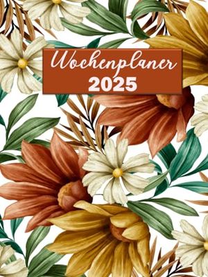 2025 Wochenplaner: 1 woche 2 seiten, Terminkalender mit uhrzeit, 12 Monate von Januar bis Dezember, Din A4