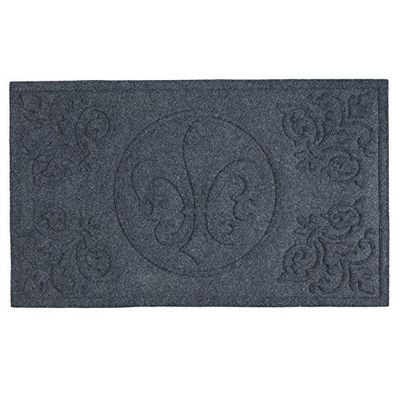 DII industriel, durable, antidérapant en fibre de polypropylène, Tapis de porc pour intérieur/extérieur, 100% Envers en caoutchouc et antidérapant pour les zones de Trafic haute, 2 x 3 ', Chevron/gris foncé, Fleur De Lis, 18x30"