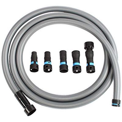 Cen-Tec Systems 94709 Clic rapido Tubo Flessibile per aspirapolvere Domestico e Negozio con Adattatore per Utensili elettrici Multi-Marca esteso per Raccolta Polvere, Cobalto TPE, Argento, 16 Ft. Hose