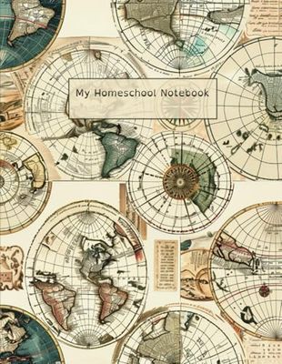 My Homeschool Notebook: Vintage Map Cover Notebook for Middle Schoolers with wide-ruled lines | Dysgraphia and Dyslexia friendly notebook