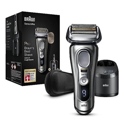 Braun Series 9 Pro Premium scheerapparaat voor heren, elektrisch met 4+1 scheerkop, elektrisch scheerapparaat en ProLift trimmer, 5-in-1 reinigingsstation, 60 minuten looptijd, nat en droog, 9485cc,