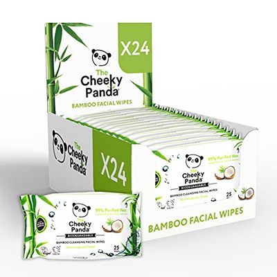 The Cheeky Panda Bamboo Facial Make Up Remover Wipes | Sustainable Face Wipes Eye Makeup Remover | Coconut Scented Face Wipes Multipack | 24 Packs of 25 (600 Face Wipes)