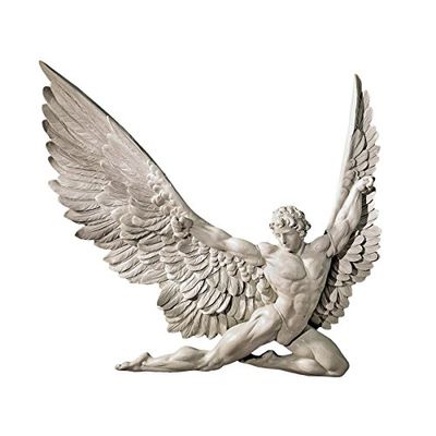 Design Toscano NG33636 Icarus gevleugelde man wandsculptuur, polyresin, oud ivoor, woonkamer, 28 cm