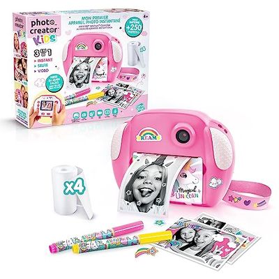 Canal Toys - Appareil Photo Instantané Enfant - Selfie & Caméra Vidéo - 4 Rouleaux de Papier d'Impression pour 250 Photos - Cadeau pour Garçon & Fille - Dès 4 ans - CLK 013, Rose