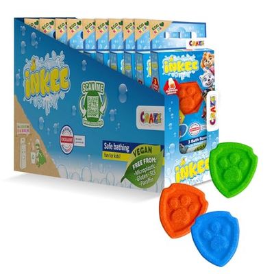 INKEE 10 Mini Packs Paw Patrol, Set De 3 Bombas De Baño Para Niños Con Formas De Sus Personajes De Patrulla Canina Y Aroma de Fresa, Diversión Asegurada