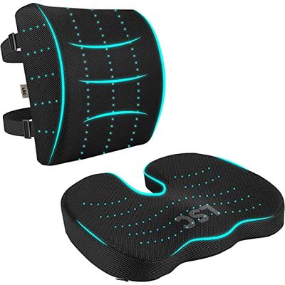 Lifestyle comfort ltd LSC Lumbar Support and Office Chair Cushion Memory Foam Ergonomic Back and Coccyx Support Chair Cushions Breathable Removable Mesh Cover for Desk, Car Seat, Travel