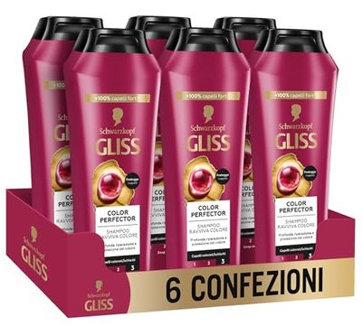 Gliss shampooing ultimate couleur – Paquet de 6 x 250 ml – Total : 1500 ml