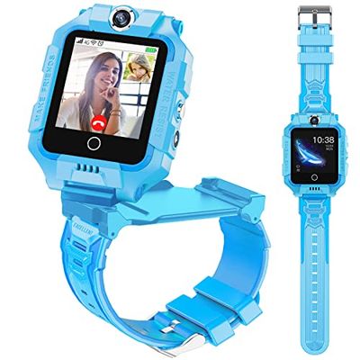 LiveGo Reloj Inteligente para Niños con rastreador GPS, Videollamada y Llamadas 4G con Giro de 360 Grados, Reloj GPS para Niños de 4 a 12 años, Cumpleaños (Azul T10)
