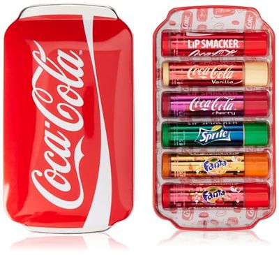Lip Smacker Coca Cola Coffret, Ensemble de 6 BaumesÀLèvres Assortis aux Saveurs Authentiques de Coca-Cola, Fanta et Sprite
