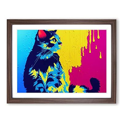 Cat Splash Vol.5 Abstract H1022 Framed Print for Living Room Bedroom Home Office Décor, Wall Art Picture Ready to Hang, Walnut A3 Frame (46 x 34 cm)