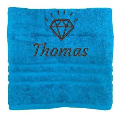 Asciugamano personalizzato con nome splendidamente ricamato Asciugamano da bagno Asciugamano in cotone 100% Asciugamano da bagno con nome (100 x 50 cm, Diamante)