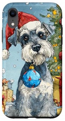 Miniature Schnauzer Dog Christmas Art with Ornament Case for iPhone XR