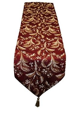 Violet Linen Decorative Luxury Damask Vintage Design caminho de mesa, grená, 13" x 90"