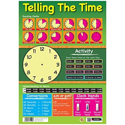 Sumbox Telling The Time Write On Activities Educational Poster, 2122