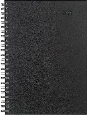 Agenda semainier Balacron noir 2023 – Agenda de bureau A5 – Minuterie de chef – Reliure à anneaux – 1 semaine 2 pages – 128 pages Alpha Edition