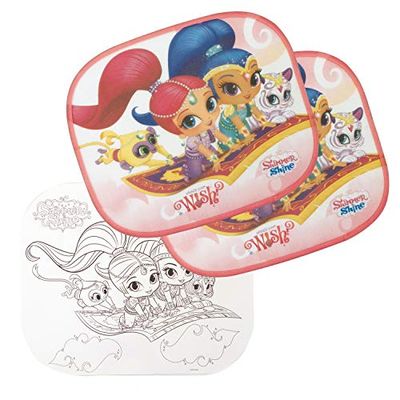 SHIMMER & SHINE SS11840 solskydd för bilar (2 stycken) plus teckning, flerfärgad