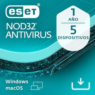 ESET NOD32 Antivirus 2024 | 5 dispositivos | 1 año | Modo jugador, escudo contra ransomware, antiphishing y mínimo impacto en el sistema incluidos | Windows/Mac | Código por email