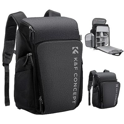 K&F Concept Zaino per fotocamera professionale, borsa impermeabile di grande capacità per fotocamera reflex digitale con scomparto per laptop 16 Pollici