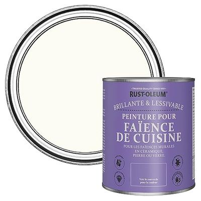 Rust-Oleum Peinture Blanche Résistante à l'eau pour Faïence de Cuisine, Finition Brillante - Blanc Antique 750ml