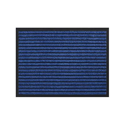 Tappeto da Ingresso Timeless – Blu a Righe Nere – 40 x 60 cm – Supporto in Vinile Antiscivolo