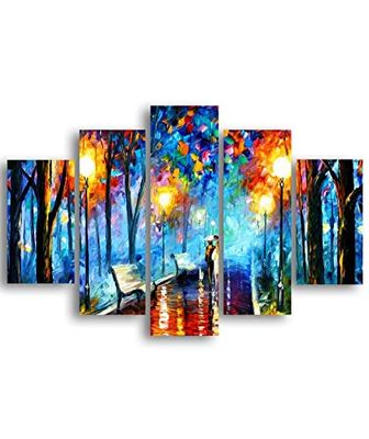 Homemania HM205MDF061 Cuadro - Paisajes - Arte y Graffiti, MDF, Multicolor, 95 x 0.3 x 60 cm, Set de 5 Piezas