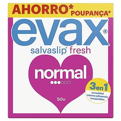 Evax Salvaslip Normal, 50 Unidades, Siéntete Fresca y Limpia Durante Todo el Día