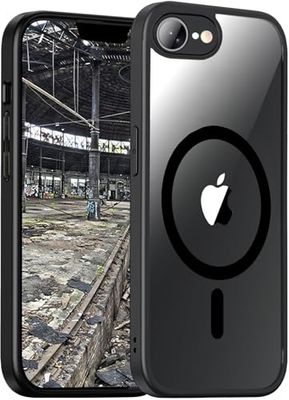 JT Berlin Pankow Hybrid MS Hoes compatibel met Apple iPhone 16e (bescherming volgens Amerikaanse militaire standaard, draadloos opladen (Qi) / magnetisch opladen compatibel) zwart/transparant