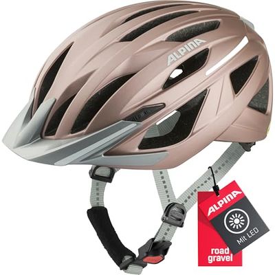 ALPINA GENT MIPS, rose matt, 55-59 cm, optimaal geventileerde toerfietshelm voor ideale bescherming en comfort voor volwassenen, zichtbaarheid dankzij geïntegreerd licht