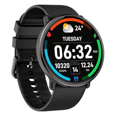 Smartwatch Cool Display AMOLED Forever Silicone Nero (Chiamate Salute, Sport), Nero, Grande, Moderno