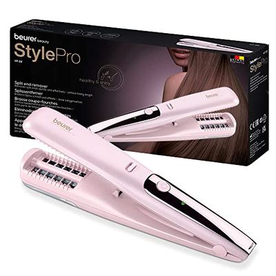Beurer HT 22 Splissentferner, entfernt Spliss und kaputte Haarspitzen schnell und effektiv, ohne Längenverlust für gesundes Haar, mit LED-Anzeige, 2h Akkulaufzeit, rosa