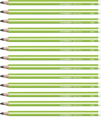 Grafietpotlood - STABILO Trio dik in groen -12 stuks - hardheid HB