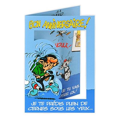 Gaston Lagaffe glct6007 Bon cumpleaños hombre mujer con sobre (ilustrado a juego