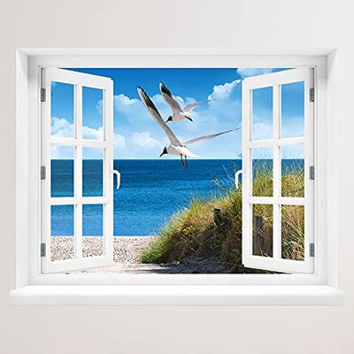 Graz Design - Adhesivo decorativo para pared (120 x 94 cm), diseño de playa con gaviotas